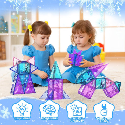 102 3 4 5 6 7 8+ Paaxido Magnetic Tiles, Pieces Diamond Magnetic Building Blocks for Girls, Princess Castle Kids Magnet