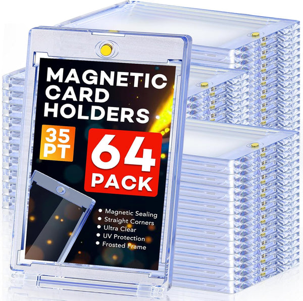 ZENOWICK 64ct Magnetic Card Holders, 35pt One Touch Card Holder, U-V Protection