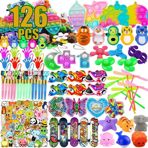 Dilycery 126 Pcs Easter Egg Fillers Treasure Box Toys for Classroom, Prizes for