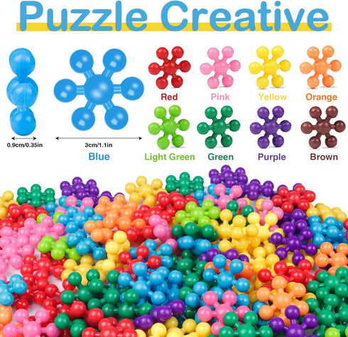 NEOACT 600 PCS Building Blocks Connect Toys, Interlocking Solid Plastic Educational Sets for Preschool Kids 3+