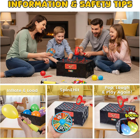 LovesTown Balloon Pop Game, Blast Box Board Games for Family Night Juegos De Mesa Birthday Gifts Party Supplies
