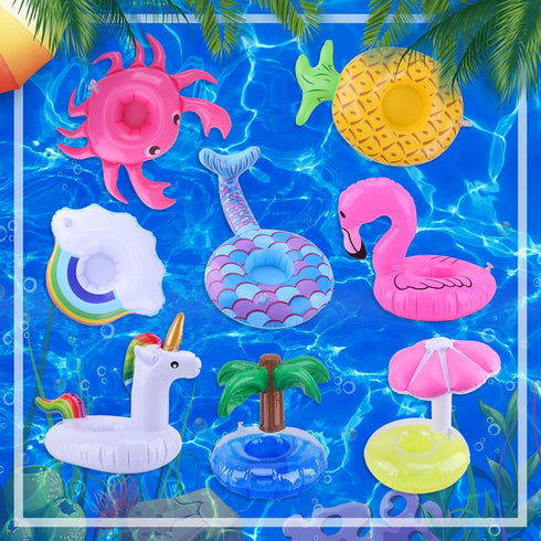 Blovec Inflatable Drink Floats, 8 Pack Inflatable Drink Holders, Cup Coasters for Summer Pool Party