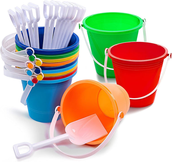 Sloosh 12 Sets Sand Buckets with Shovels for Kids Beach Pails Toys