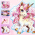 45pcs Shimmery Unicorn Shaped Jumbo Jigsaw Floor Puzzles for Kids Ages 3-5, Birthday Gift (28'' x 33'')