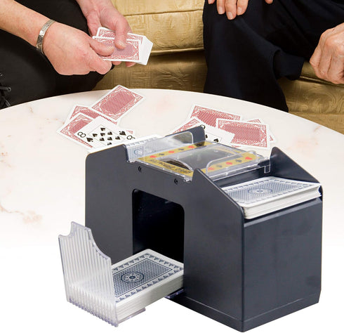 WYZworks 4 Deck Casino Automatic Card Shuffler - Battery Operated Electric Mixer for Family and Party Games