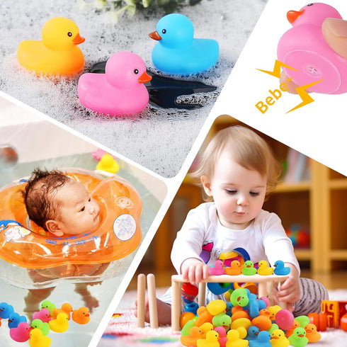 Ensbelei 50Pcs Summer Mini Rubber Duck Bath Toys, Multicolor Bath Ducks Bulk Float Duck Baby Bath Toy for Shower