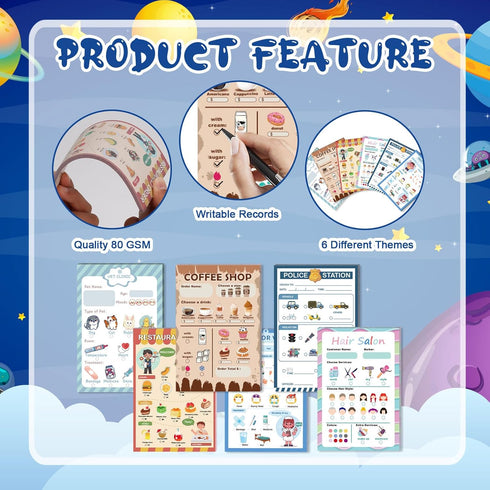 SHIQIKEJIPTY 4X6 3-5(6,Coffee Kids Pretend Play Notepads In Pretend Play Notebooks Playtime Notepads Variety Role Play