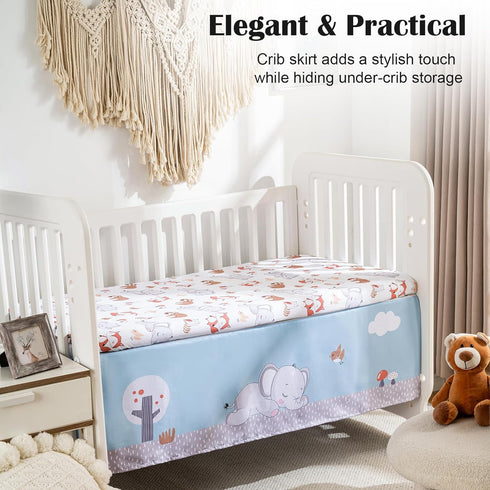 Set 4 2 Set Crib Bedding Pieces Includes Comforter, Fitted Sheets for Easy Changing, Crib Skirt Soft, Breathable
