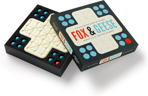 Brass Monkey Fox & Geese – Classic Strategy Game Set with Beautiful Painted Wooden Pieces for 2 Players