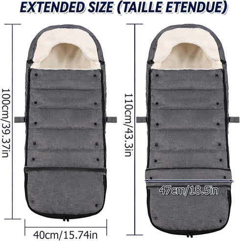 HOOGEE Baby Stroller Footmuff Winter - Universal, Expandable, Warm Infant/Toddler Cover, Cold-Weather Buggy Warmer
