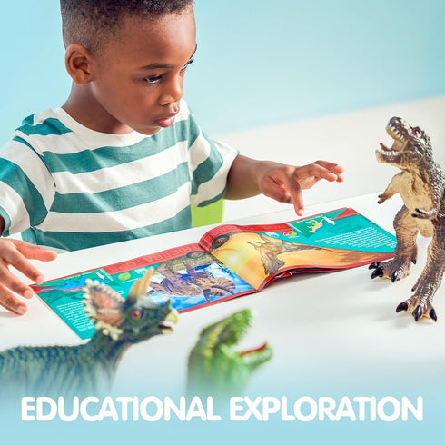 JOYIN Big Dinosaur Toys for Toddlers, 6 Piece Large Soft Dinosaur Figures with Educational Book, Realistic Toys for