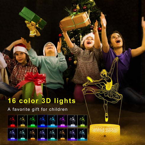 FlyonSea 16 Kids Ballet Gifts,Ballets Girls Light Dancer Color Changing Nightlight with Touch and Remote Control