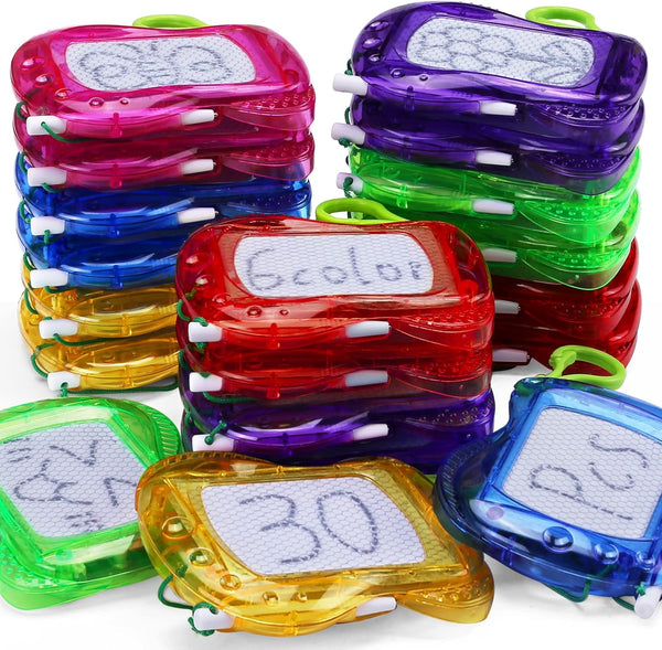 30 Pack Mini Magnetic Drawing Board for Kid(6 Colors), Keychain Clip Doodle