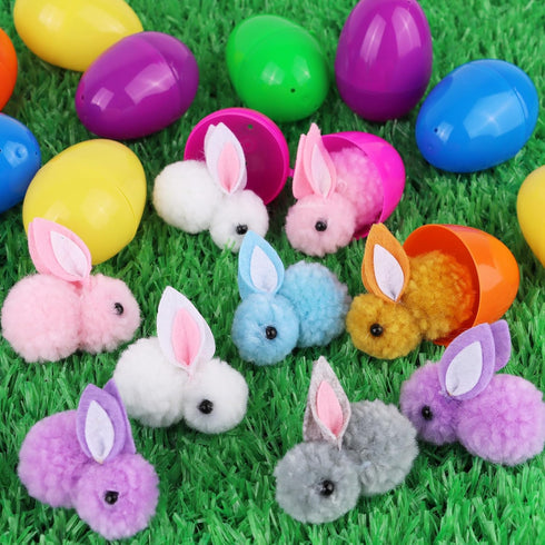 36 Pack Easter Egg Fillers with Easter Bunny Plush, Easter Eggs with Toys Inside, Mini Stuffed Animals Filled Easter
