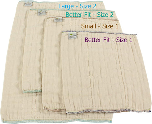 OsoCozy (6pk) Organic Cotton Prefold Cloth Diapers - Super-Soft, Thick, Absorbent, Durable and Ecologically Friendlier.
