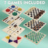 7-in-1 Set Backgammon, Juegoal Wooden Board Game for Kids Adults, Tabletop Combo Classic Travel Portable Board Games
