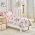Set 4 Set Flower Toddler Bedding for Girls Pieces White Floral Toddler Bed with Pink Roses and Green Leaves - Includes