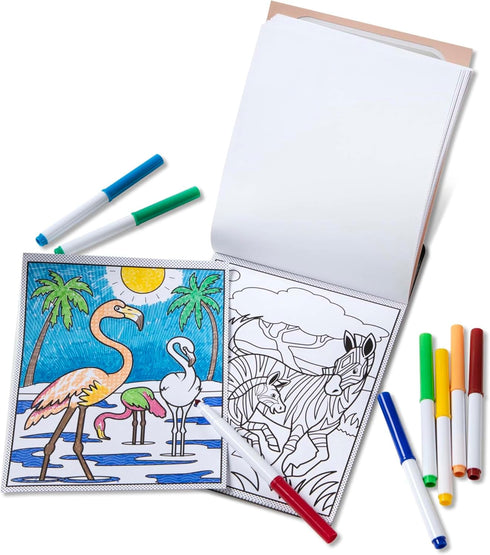 Magic-Pattern Kids’ Wild Animals Marker Coloring Pad - On the Go Travel Activity with FSC-Certified Materials