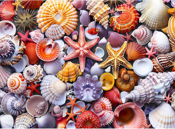 500 Pieces Jigsaw Puzzles for Adults, Colorful Beach Shells, Recycled Paper, Glossy, Sturdy Pieces, Great Gift Idea.