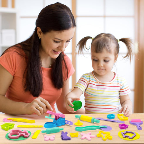 Playdough Tools 36pcs Set for Kids, Includes Cutters, Roller, Rolling Pins, and Dough Extruder