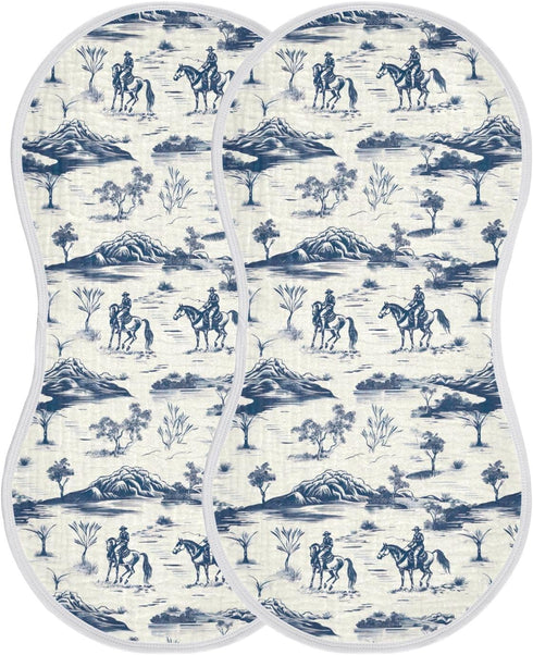 KEIGE 2Pcs West Desert Cowboys Burp Cloth,Unisex Large Absorbent Soft Cotton Muslin Burping