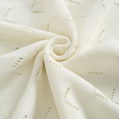 100% Cozy 40x30in Baby Blanket Cotton Knit Swaddle Soft Newborn Receiving Blanket for Boy/Girl Crib,Stroller White