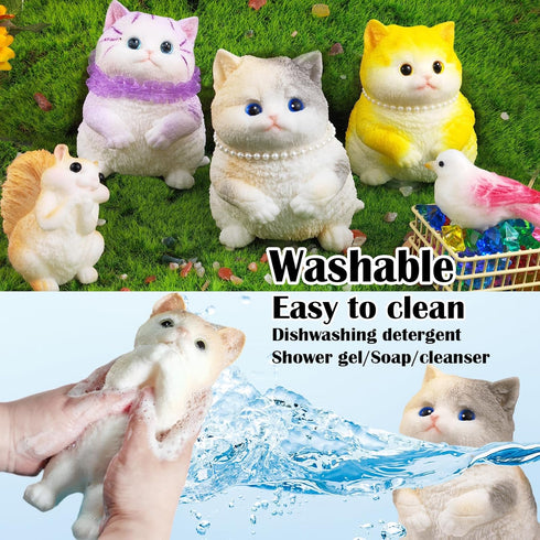 Big Hand Painted Cat Squishy ToysLarge Cute Ultra Soft Kitty Squeeze Fidget Toys for Stress Relief ,Kawaii Squishies