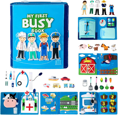 My First Busy Book for Toddlers 3-5, Montessori Quiet Book with Life