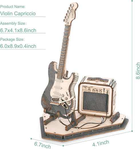 ROKR Wooden 3D Guitar Puzzle - Musical Instrument Model Kit for Teens and Kids, DIY Desk Decor
