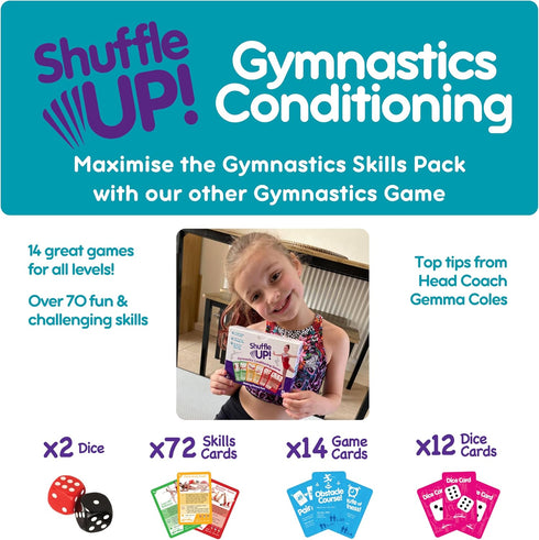 Pack 22 Shuffle Up Gymnastics Games Skills - Family Games with New Fun & Active Skills Cards for Kids, Gymnastics