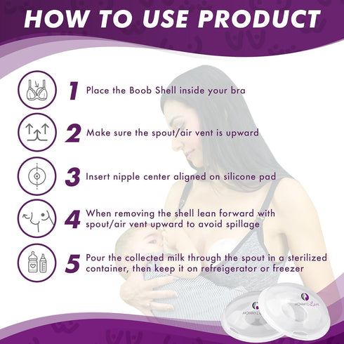 Mommyz (4 Pack) Love Breast Shells & Milk Catcher for Breastfeeding No Plugs - Breast Milk Catcher to Relieve & Protect