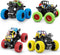 M SANMERSEN Monster Trucks for Boys, 4 Pack Push and Go Friction Powered Cars, 360° Rotating Stunt Car Gifts