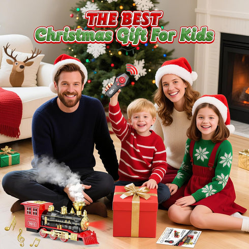 3 4 5 6 7 8+ Hot Bee Remote Control Train Locomotive, Train Steam Engine Toy w/Smoke, Lights & Sounds, Christmas Trains