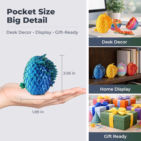MiniMythos Toys 12 Pack 3D Set, Printed Dragon Eggs with Dragons Inside, Mini Articulated Crystal Dragon Figures