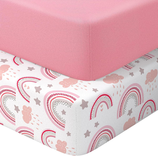IOCCLH Pack N Play Sheets Fitted, 2-Pack Fit for Standard Pack N Play