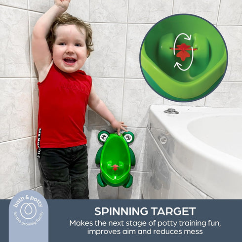 Dreambaby Pee-Pod Toilet Training Urinal - Frog Potty with Removable Bowl & Spinning Target - Portable Toddler Urinal