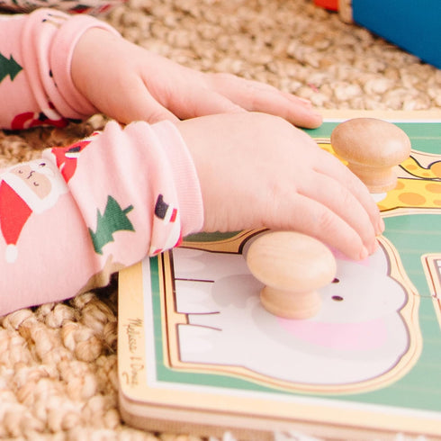 Melissa & Doug Jungle Friends Safari Animals Jumbo Knob Wooden Puzzle - Chunky Baby Puzzle for Ages 1+