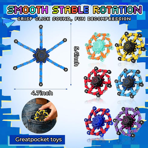36PCS 8-12,Fingertip Transformable Fidget Spinners,Fidget Party Favors,Sensory Bulk Robot Fidget Stress Relief Toys