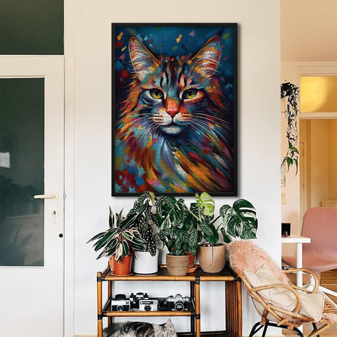 Cat Puzzles for Adults, 1000 Pieces Animal Kitten Portrait Painting, Challenging Art Puzzle