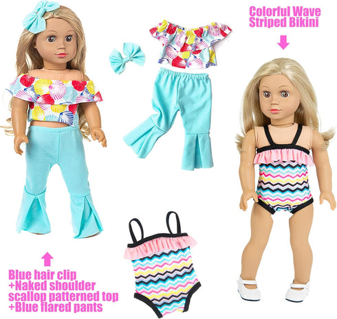 Fashion 10 Sets 18 Inch Doll Clothes and Accessories Play Set, Mermaid Shining Dress Outfits (No Doll)