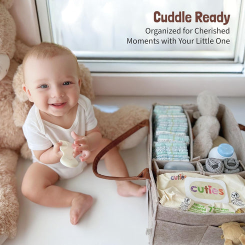 Lily Miles Baby Diaper Caddy Organizer, Nursery Storage Basket for Newborn Essentials, Neutral Gift for Baby Shower