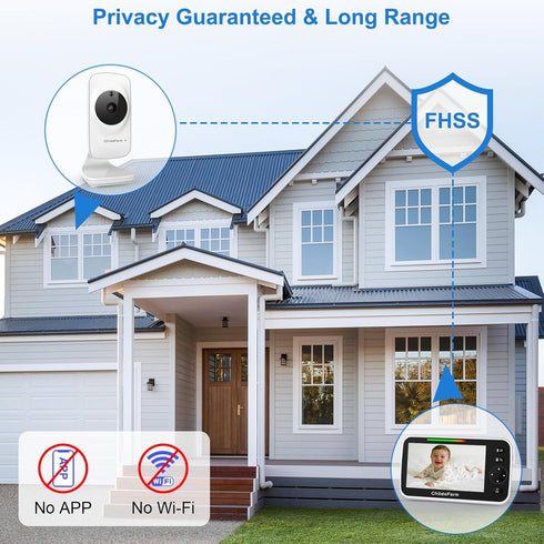 ChildsFarm 5 inch 1000ft 2-Way 8 Baby Monitor with Camera and Audio - Screen Portable Baby Camera Monitor No WiFi