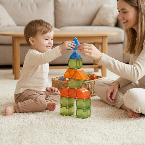 JINHUDIE (1.38 inches) 3D 1-3 4-8, Magnetic Building Blocks Magnetic Tiles - Building Blocks for Toddlers & Kids Ages