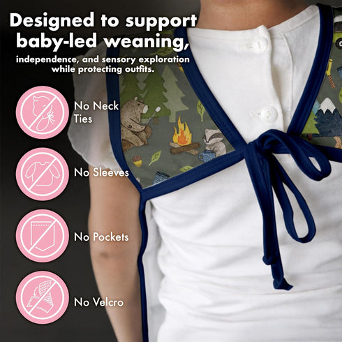 6m+ BapronBaby Animal Prints Bapron - No Neck Tie Safer Bib - Baby & Toddler - Soft Waterproof - PVC, BPA & Phthalate