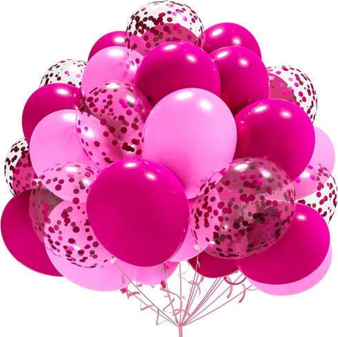 AULE Hot Pink and Pink Balloons, 12 inch, 60 Pcs Premium Latex Confetti Balloons for Party Decorations