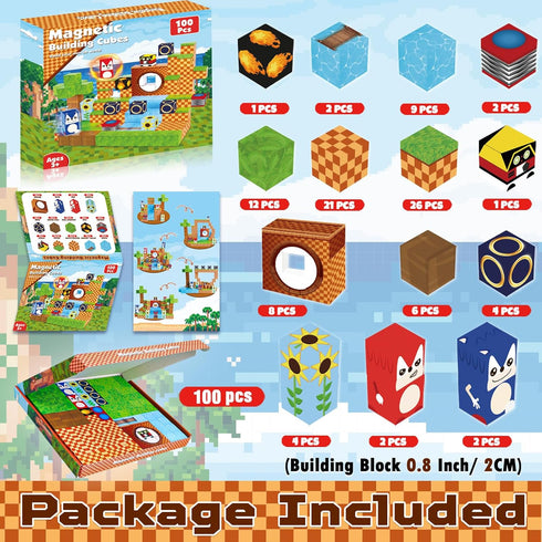 100PCS 3 4 5 6 7 8 9 10 Annexfun Magnetic Blocks - Building Blocks - Toys for Montessori Toddler Christmas Birthday
