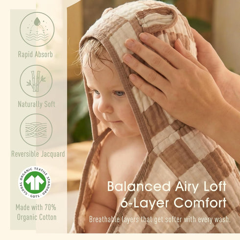 55 28 Inches, Ultra-Soft Muslin Toddler Hooded Towel - x Ideal for Bath & Beach, Suitable for Both Boys & Girls from