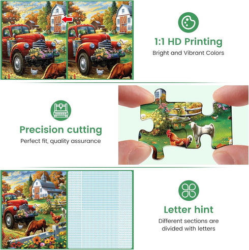 300 Pieces Jigsaw Puzzle for Adults, Country Life Puzzle, Agricultural Life and Rural Beauty, 20.5 x 15 in