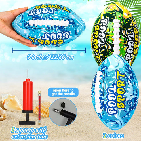 2 Pieces Water Football for Kids 9 Inch Swimming Pool Football Waterproof Football Outdoor Beach Football Pool Game for Kids Teens Adults (Blue, Green)