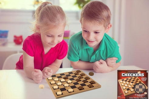 The Dreidel Company Classic Wooden Board Games, Great for Prizes, 10" (Wooden Checkers)